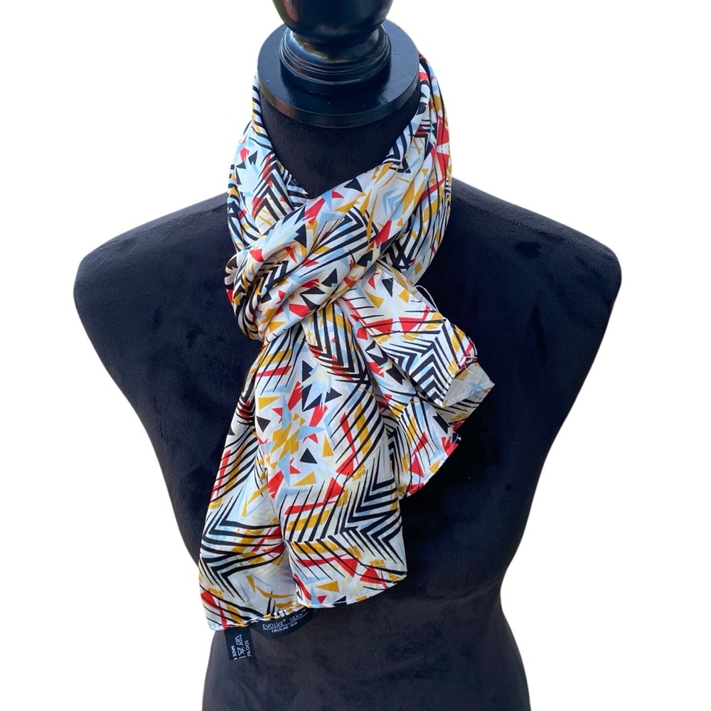 Evolve Colorful Geometric Pattern Scarf Polysilk - Picture 3 of 15